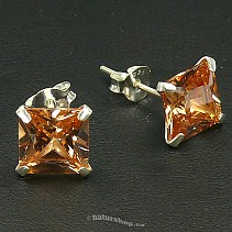 Ag square zircon earring gold - typ110