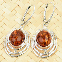 Earrings with oval amber Ag 925/1000