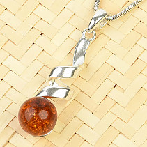 Amber spiral pendant with ball Ag 925/1000