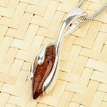Decorated pendant with honey amber Ag 925/1000