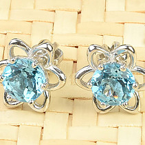Topaz earrings flower standard cut Ag 925/1000 + Rh