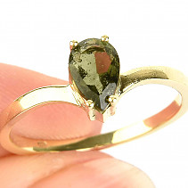 Vltavín prsten slza 8 x 5mm standard brus vel.58 zlato Au 585/1000 14K 2,56g