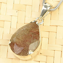 Rutile in crystal pendant cut drop Ag 925/1000 (5.9g)