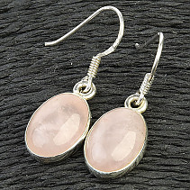 Rosequartz earrings oval Ag 925/1000