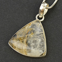 Crystal with inclusions pendant trigon Ag 925/1000 7.0g