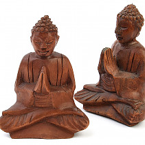 Praying Buddha wood carving dark (Indonesia) 10cm