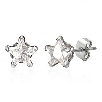 Steel 7 mm zirconia earrings star