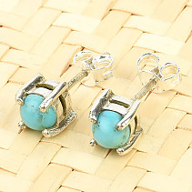 Turquoise round earrings 5mm Ag 925/1000 puzetka