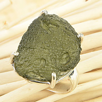 Natural moldavite ring Ag 925/1000 6.0g size 51