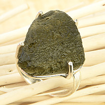 Natural moldavite ring Ag 925/1000 6.5g size 54