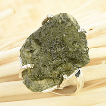 Natural moldavite ring Ag 925/1000 7.1g size 53