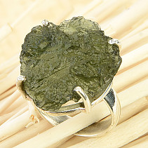 Přírodní vltavín prsten Ag 925/1000 6,5g vel.53