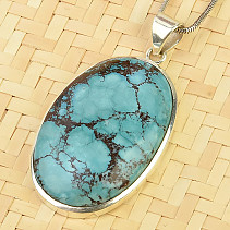 Oval pendant with turquoise Ag 925/1000 15.6g
