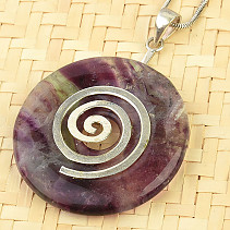 Fluorite donut pendant with spiral Ag 925/1000 (16.7g)