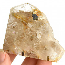 Crystal with tourmaline verdelite cut form 89g