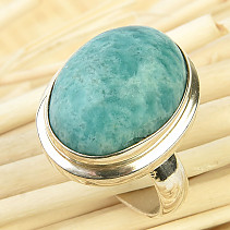Amazonite silver ring oval Ag 925/1000 7.9g size 51
