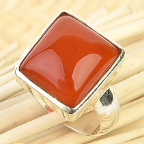 Ring carnelian square Ag 925/1000 9.4g size 60
