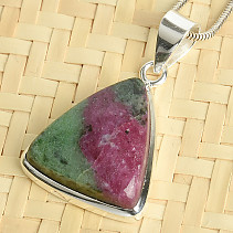 Ruby in zoisite triangle pendant Ag 925/1000 8.8g