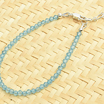 Topaz blue bracelet 3mm beads clasp Ag 925/1000