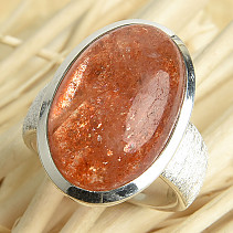 Ring sunstone oval Ag 925/1000 14.7g size 56