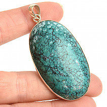 Larger oval pendant with turquoise Ag 925/1000 19.7g