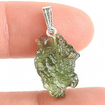 Moldavite raw pendant handle silver Ag 925/1000 1.8g
