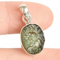Moldavite pendant oval with rim Ag 925/1000 2.6g