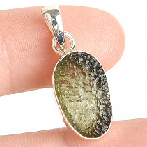 Moldavite pendant oval silver Ag 925/1000 2.3g