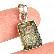 Moldavite pendant square with rim Ag 925/1000 2.2g