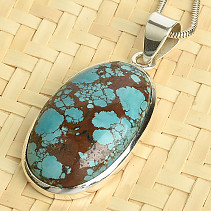 Turquoise pendant oval Ag 925/1000 9.9g