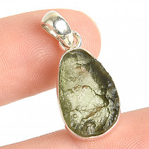 Moldavite pendant oval with rim Ag 925/1000 2.4g
