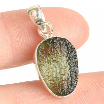 Moldavite pendant oval silver Ag 925/1000 2.8g