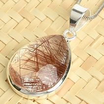 Rutile in crystal pendant silver Ag 925/1000 9.8g