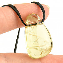 Brazilianite - lemon quartz pendant with cuticle 12g