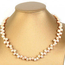 Necklace made of apricot pearls zig zag 47cm