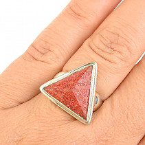 Prsten houbový korál trojúhelník Ag 925/1000 vel.54 7,7g