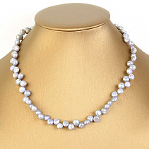 Necklace made of blue smaller zig zag pearls 42 cm