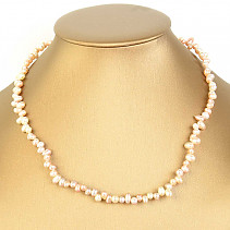 Rainbow pearl necklace zig zag 42cm