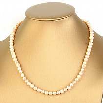 Apricot pearl necklace with buttons 43cm