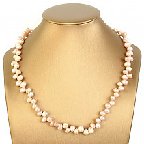 Necklace made of apricot pearls zig zag 51cm