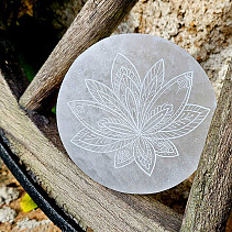 Round pad made of selenite lotus flower approx. 11.5 cm