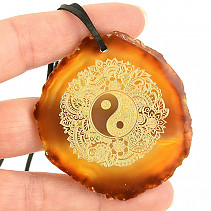 Agate pendant slice with Yin Yang motif 26.5g