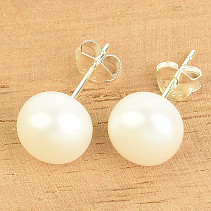 Pearl earrings white pearls Ag 925/1000 (approx. 8mm)