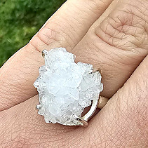 Stříbrný prsten křemen/kalcit drúza Ag 925/1000 vel.63 (5,9g