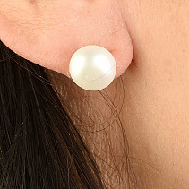 White pearl earrings Ag 925/1000 stud (approx. 10-12mm)