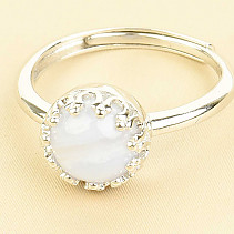 Chalcedony round ring with rim Ag 925/1000 + Rh