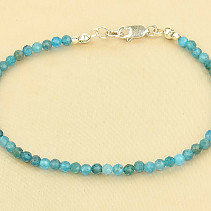 Bracelet blue apatite bracelet 2mm polished balls Ag 925/1000 clasp (19-20cm)