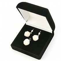 Gift set of jewelry mini druse quartz/calcite Ag 925/1000