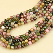 Necklace tourmaline multicolor balls 5mm clasp Ag 925/1000 (44cm)