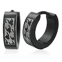 Earrings made of steel black with white pattern
